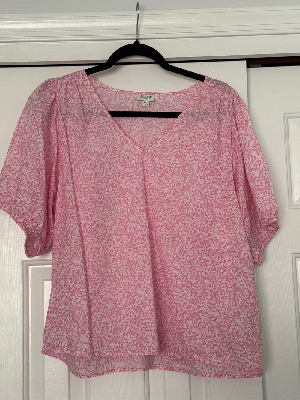 J. Crew Pink Floral V-Neck Women's Top